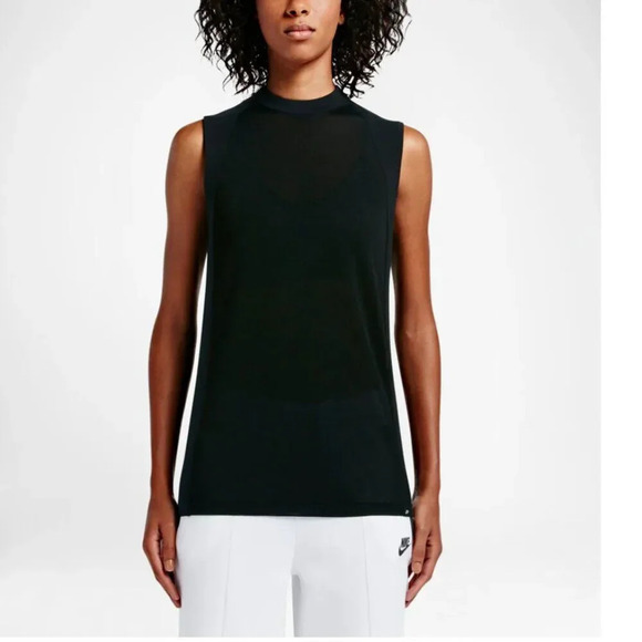 Nike Sportswear Tech Knit Sleeveless Tank Top Blouse Black Women's Medium - Picture 1 of 10